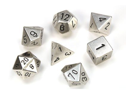 sada 7 kostek chessex solid silver colour
