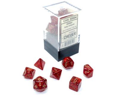 sada 7 mini kostek chessex glitter ruby gold 20504
