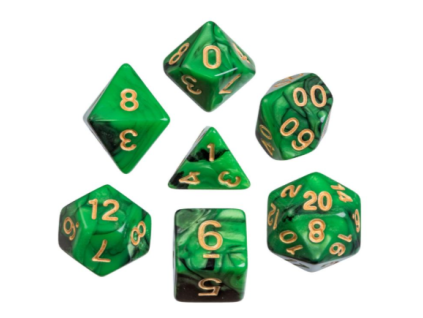 sada 7 kostek 16mm pro rpg oblivion green 7791