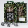 sada 7 kostek forest dice set bila cerna sfor02