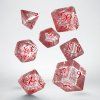 sada 7 kostek elvish dice set pruhledna cervena
