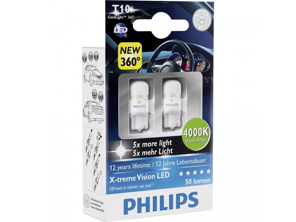 PHILIPS LED X-treme Vision - W2,1X9,5D - 1W- 4000K