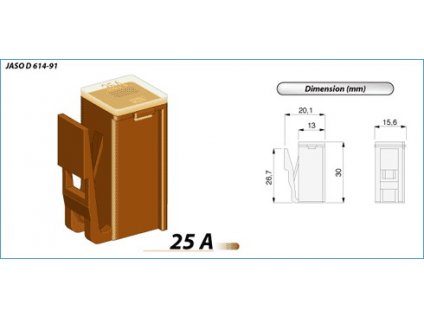 MTA Poistka do japonských vozidiel 25A - MINICLIP - hnedá