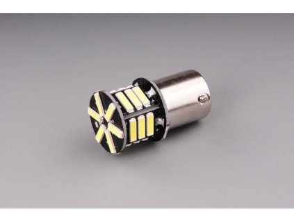 LED s vysokým svetelným tokom nahrádza žiarovku P21W. 21 ks SMD 7020 Napájacie napätie 12V Príkon pri 13,8V: 260mA  Farba svetla: 6000K Svetelný tok: 500lm Rozmer: 36x19m  Tento výrobok nie je určený pre vonkajšie osvetlenia vozidiel na pozemných komunikáciách SR.