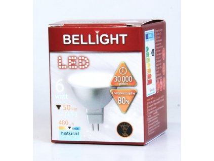 Napätie:230V Výkon: 6W Pätica:MR16 Rozmer:50x56 mm Životnosť:30.000h Tvar a prevedenie:MR16 EAN:5901854568041  Energetická trieda:A Svetelný tok lm:480lm Index farebného podania RA: >80 Teplota chromatičnosti: 4000K  Uhol vyžarovania: 120°