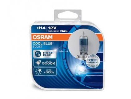 Studené svetlo,silný účinok.  Svetlá vozidlu neslúžia len vo chvíľach divokej jazdy a pri pôsobivom manévrovaní, ale aj pre dobré osvetlenie terénu. Vodičom zameraným na dizajn môže spoločnosť OSRAM ponúknuť žiarovky COOL BLUE HYPER PLUS s teplotou chromatičnosti až 5000 K. Poskytujú až o 50% silnejšie pôsobivé modré svetlo a u divákov vyvolávajú záujem.  - moderné jasné modrasté svetlo (až 5000 K,podobne ako svetlo zo xenonových výbojek)  - až o 20 % jasniejšie ako standardné žiarovky (subjektívny dojem)  - vysoko kontrastné osvetlenie vozovky  - pre vodiča orientované na design  - balenie obsahuje 2 ks halogénových žiaroviek