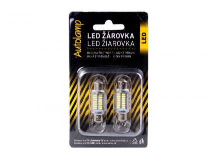 LED s vysokým svetelným tokom a funkciou CANBUS. LED je vybavena hliníkovým chladičom a krycím sklíčkom. Homologace R10 (elektromagnetická kompatibilita) - LED neemituje elektromagnetické rušenie  14 kusov SMD 4014 s vysokou účinnostíou120lm/W napájacie napetie 12V spotreba prudu pri 13,8V: 160mA = 2,2W nepolarizovaná LED (nezávislá ne polarite napájecieho napetia) farva svetla: 6000K svetelný tok: 260lm rozmer: 36x11,5mm  CANBUS=LED je vybavena elektronikou, která eliminuje chybové hlášení Tato funkce zamezení hlášky nemusí být dostupná ve všech vozech. LED je určena pre vnútorné osvetlenie vozu (není schválena pro vonkajšie osvetlenie vozidla