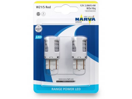 NARVA LED W21/5 Red W3x16q 12V 2,8W/0,4W červená