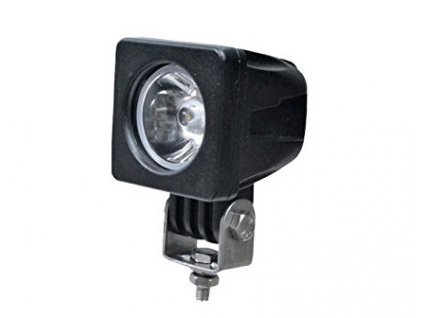 Miniatúrny vysoko výkonný LED reflektor s bodovým svetlom.  Konštrukcia držiaka nie je vhodná pre väčšie otrasy.   Parametre:  Pracovné napätie:8V až 30V Stupeň krytia: IP67 Farba svetla: 6000K Svetelný tok: 1000lm Ihol paprsku: 8 stupňov  LED: 1ks CREE 10W Spotreba prúdu pri 13,8V: 0,47A Materiál reflektoru: hliník a tvrdené sklo Materiál konzoly: Nerezová oceľ Životnosť: 30 000 hodin Rozmer tela reflektora: 57x57x65mm Dlžka prívodného kábla: 40cm Materiál  prívodného káblu: silikonová izolácia