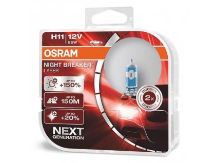 Nová generácia OSRAM Night Breaker laser + 150 % ponúka aktuálne autožiarovky s legálne najsilnejšou svietivosťou na trhu. Vlastnosti: - + 150% viac svetla , + 150 m dlhší svetelný kužel, + 20% belšie svetlo, - homologizované (ECE certfikát)