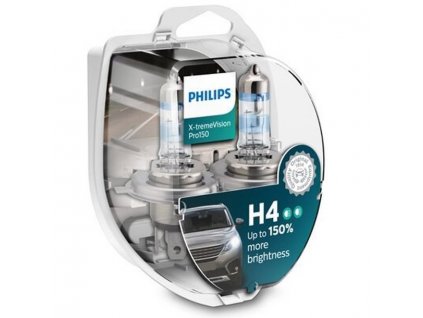Najlepšia kombinácia jasu a životnosti Philips X-tremeVision Pro150 kombinuje pôsobivý jas s obzvlášť dlhou životnosťou, ktorá sa predtým pre viacnásobné žiarovky zdala nedosiahnuteľná. Rozpoznajte skôr nebezpečenstvá a reagujte rýchlejšie, aby ste ochránili seba a svojich cestujúcich. Príjemne jasné, biele svetlo pre väčší kontrast a lepšie videnie bez únavy očí.    -  Lepšie videnie až o 150% jasnejšie svetlo   -  Ďalej až do 70 metrov   -  Zareaguje rýchlejšie a bude jazdiť bezpečnejšie   -  Perfektná kombinácia vysokého výkonu a odolnosti  Teplota chromatickosti:3600 K Životnosť (Tc):540 hod