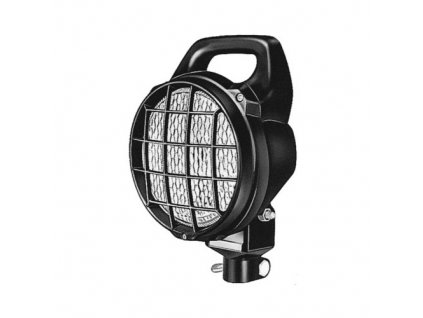 Pracovný svetlomet pre krátke vzdialenosti, dosah 20m, spôsob upevnenia - hrdlo na trubkový držiak. Na napätie 24V pre žiarovku H3. Čierny plast s ochranou mriežkou.