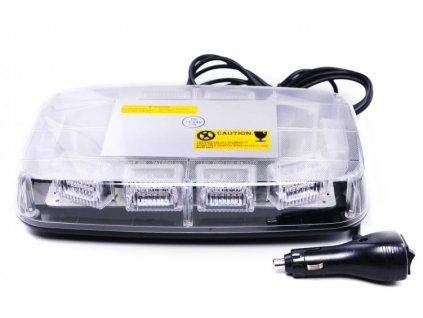 LED svetelná rampa s polykarbonátovým nerozbitným krytom Upevnenie dvoma magnetmi na spodnej časti rampy Maximálna konstrukčná rýchlost: 90km/hod Osadenie: deset LED blokov, každý s 3ks 3W LED Homologace: R10 a R65 Napájanie CL zapalovačovým konektorom s vypínačom a prepínačom svetelných možností Počet svetelných možností: 25