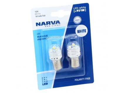 NARVA LED P21W White 12V BA15S-blister 2ks  RANGE PERFORMANCE