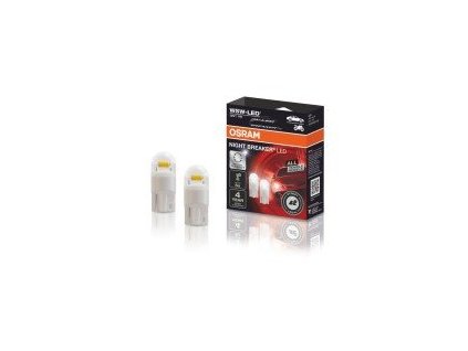 So žiarovkou NIGHT BREAKER® W5W-LED je teraz na trhu prvá legálna 1)  náhradna žiarovka W5W-LED od spoločnosti OSRAM, ktorá je schválená pre použitie vo všetkých 1) 12V modeloch vozidiel v parkovacích, pozičních a obrysových svetlách za čírym sklom svetlometu, pre osvetlenie registračnej značky a osvetlenie interiéru. Jedná sa o prvú legálnu LED žiarovku od společnosti OSRAM, pri ktorej nie je nutné porovnávať homologizačné číslo svetlometu so zoznamom kompatibility. V kombinácii so žiarovkami NIGHT BREAKER® H7-LED, H4-LED alebo H1-LED teraz môžete získať kompletnú LED modernizáciu svojho vozidla s dokonale prizpôsobenými a navrhnutými LED žiarovkami – pre exteriér i interiér. Tieto náhradné LED žiarovky sú vhodné ako náhrada za bežné žiarovky W5W. Ponúkajú moderné a intenzívne biele svetlo s farebnou teplotou až 5700 kelvinov a svetelným výkonom až 50 lm. V porovnaní so štandardnými žiarovkami spotrebujú tieto LED retrofitné žiarovky až o 80 % ménej energie. Vďaky riešeniu Plug & Play a univerzálnej polarite je instalácia rýchla a ľahká bez ohľadu na polaritu  1) Schválenie LED svetelného zdroja sa vzťahuje na všetky modely vozidiel pre špecifické funkcie svetla.  Nesmie sa používať za červeným alebo žlto sfarbeným sklom.