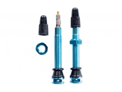 Ventilek PROTOCYCLES s plastovou čepičkou elox - 2ks - Modrá