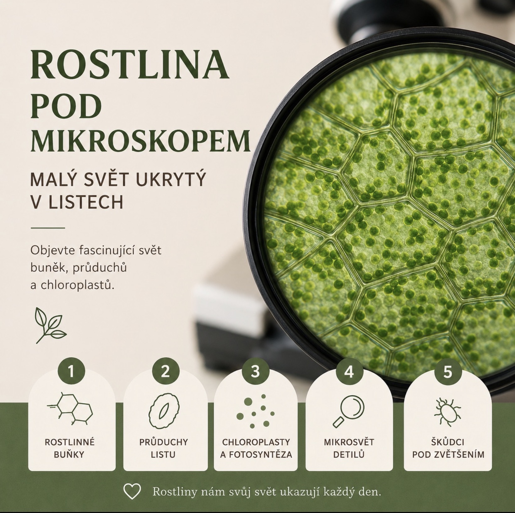 Rostlina pod mikroskopem