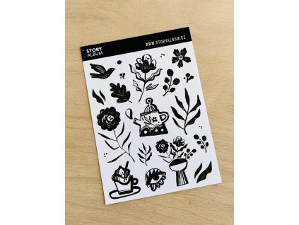 Konvička v zahradě - arch samolepek A6