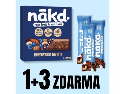 63722 nakd blueberry muffin 4x35 g 3x tycinka 35 g zdarma