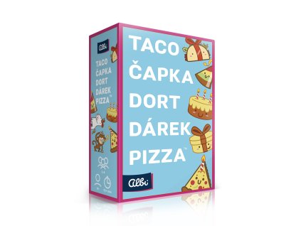 Taco, čapka, dort, dárek, pizza
