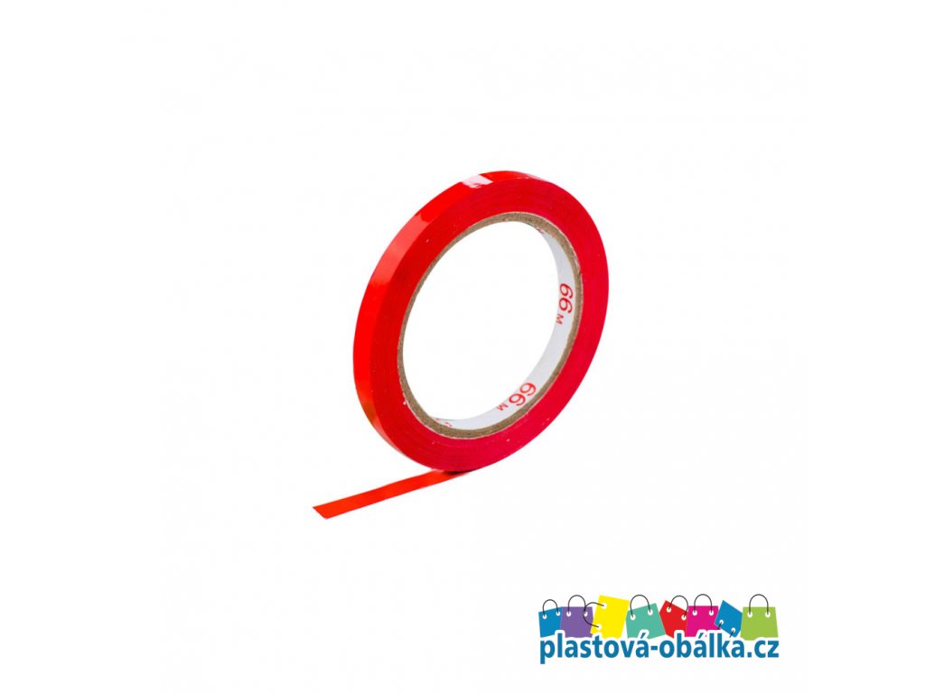 lepici paska cervena tloustka 9mm logo plastova obalka
