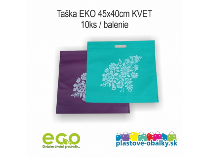 taska eko potlac kvet 10ks balenie fialova zelena logo plastove obalky