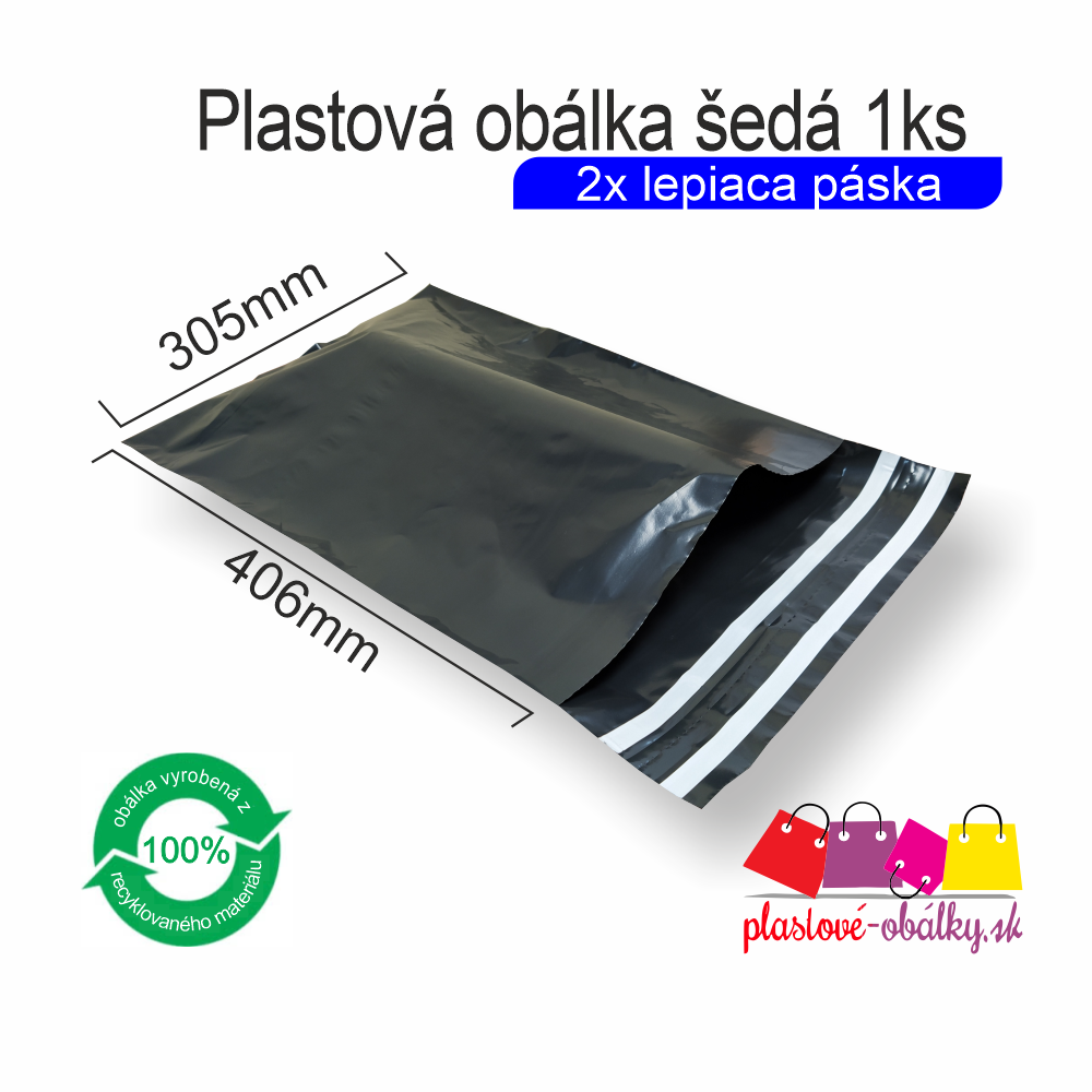 Plastová obálka šedá 60 µm  špaciálne obálky pre zasielanie tovaru späť Balenie: po 1 ks, Rozmer: 305 x 406 mm