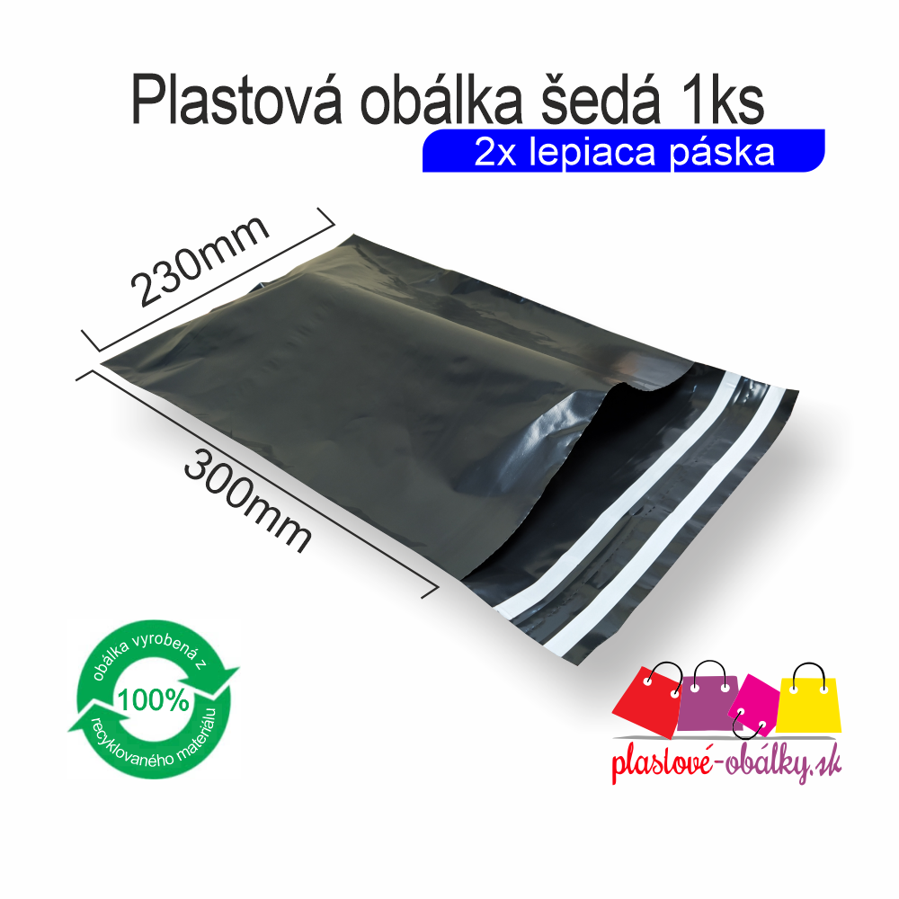 Plastová obálka šedá 60 µm  špaciálne obálky pre zasielanie tovaru späť Balenie: po 1 ks, Rozmer: 230 x 300 mm