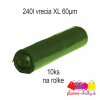 vrecia na odpad zelene rolovane LDPE XL 240litrov 60mi 1000mm 1250mm 10ks plastove obalky