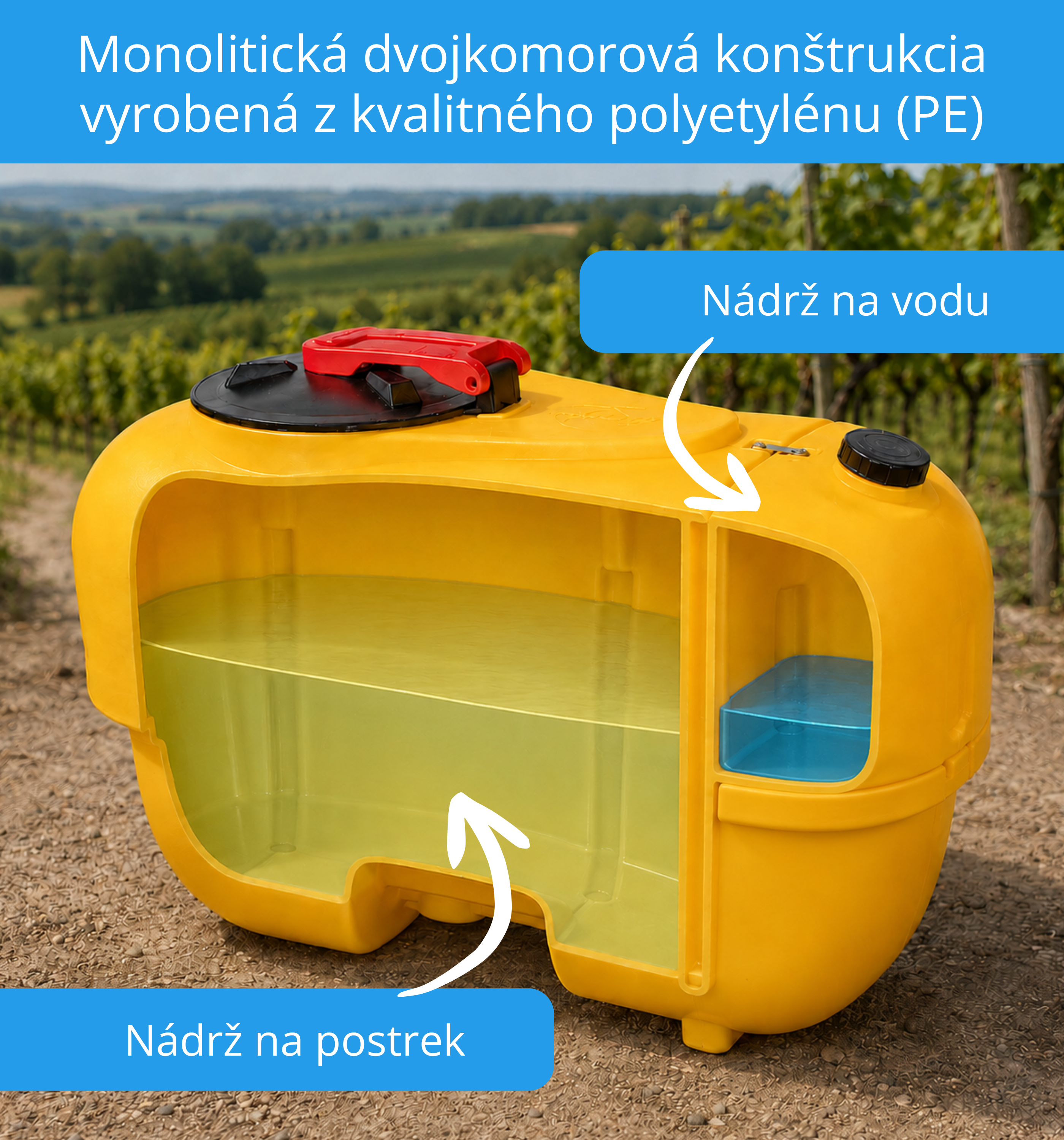 Odolná plastová nádrž na postrekovač