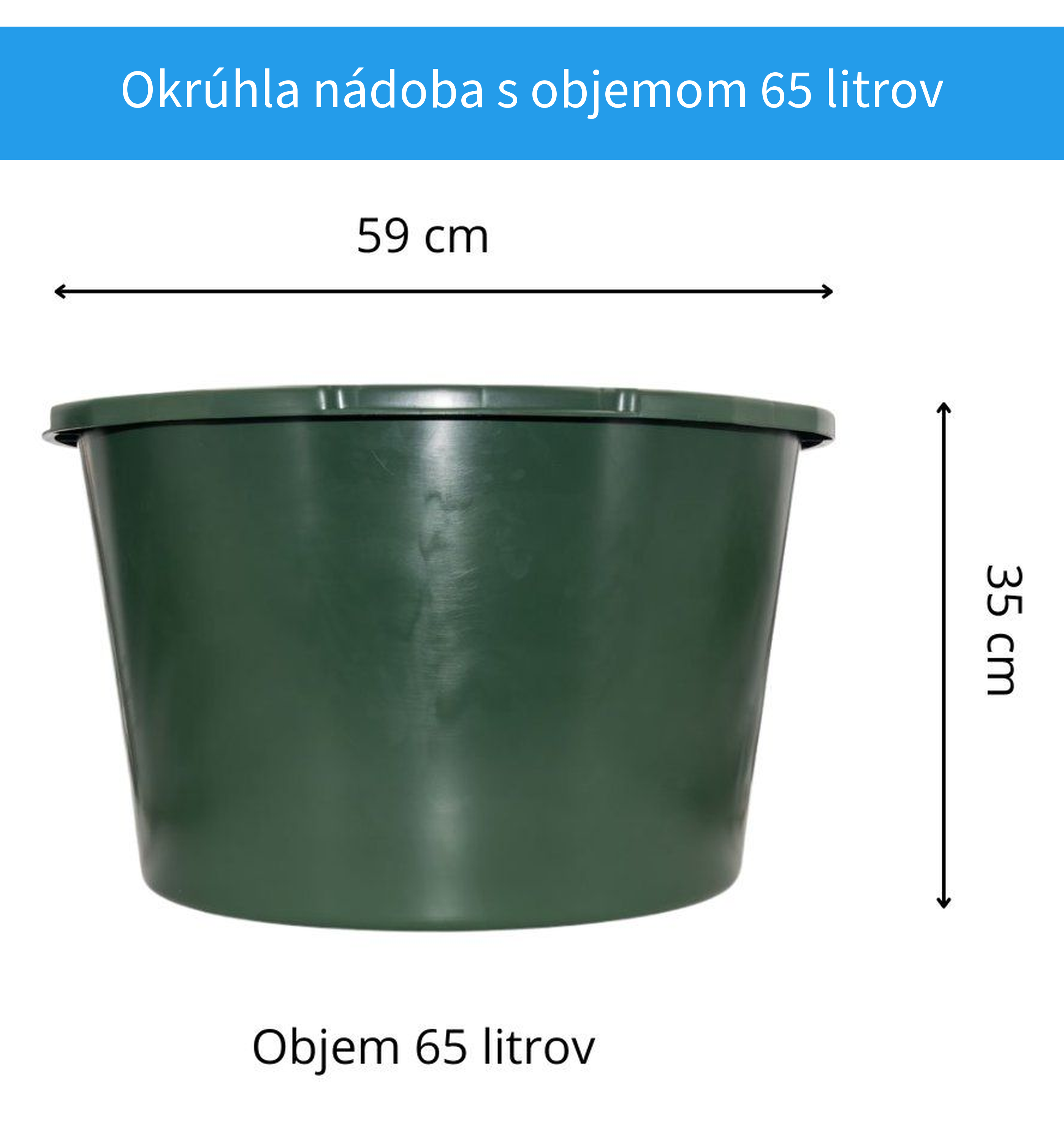 Okrúhla plastová nádoba 65 litrov