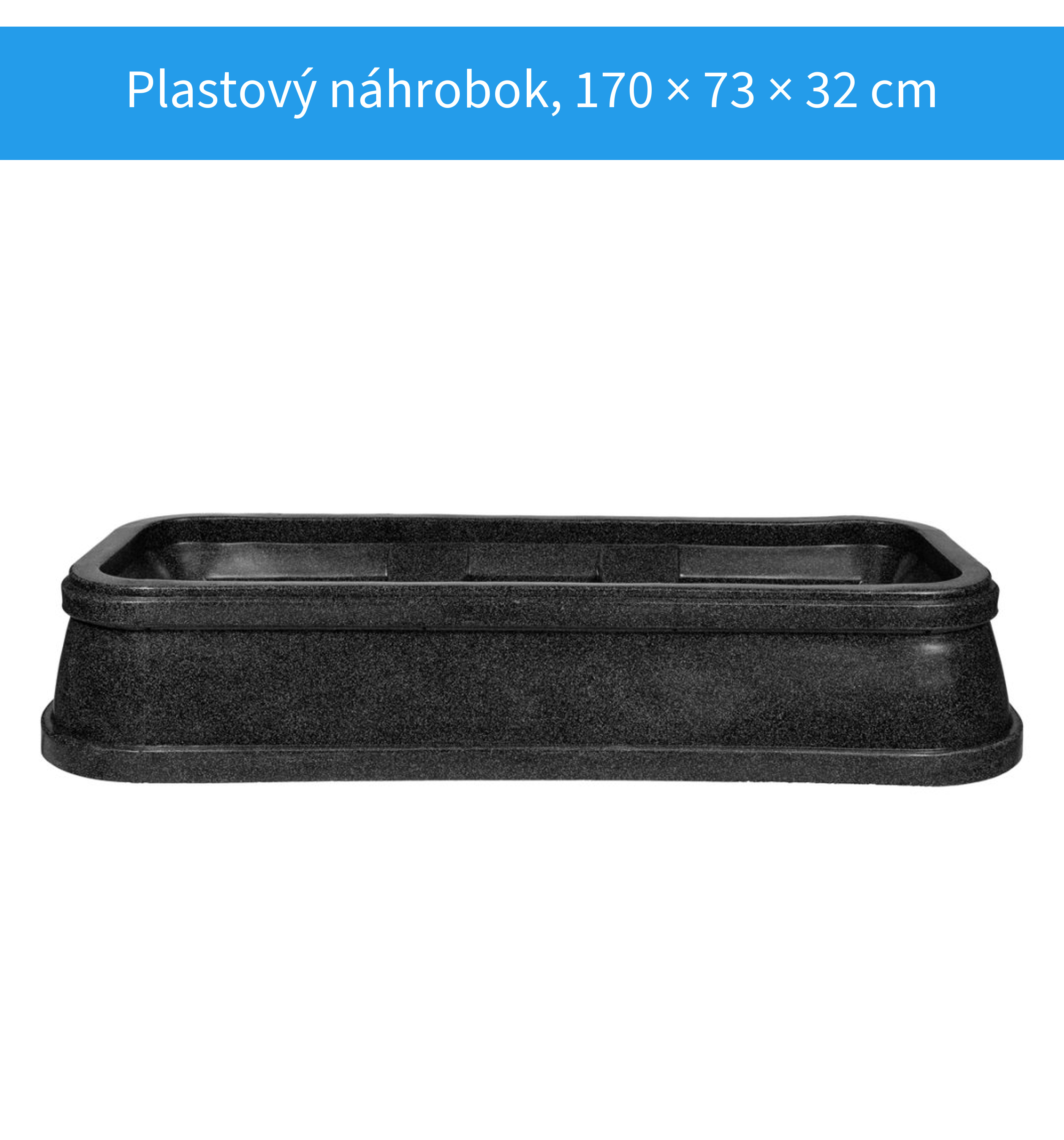Plastový náhrobok čierny granit 170 × 73 × 32 cm