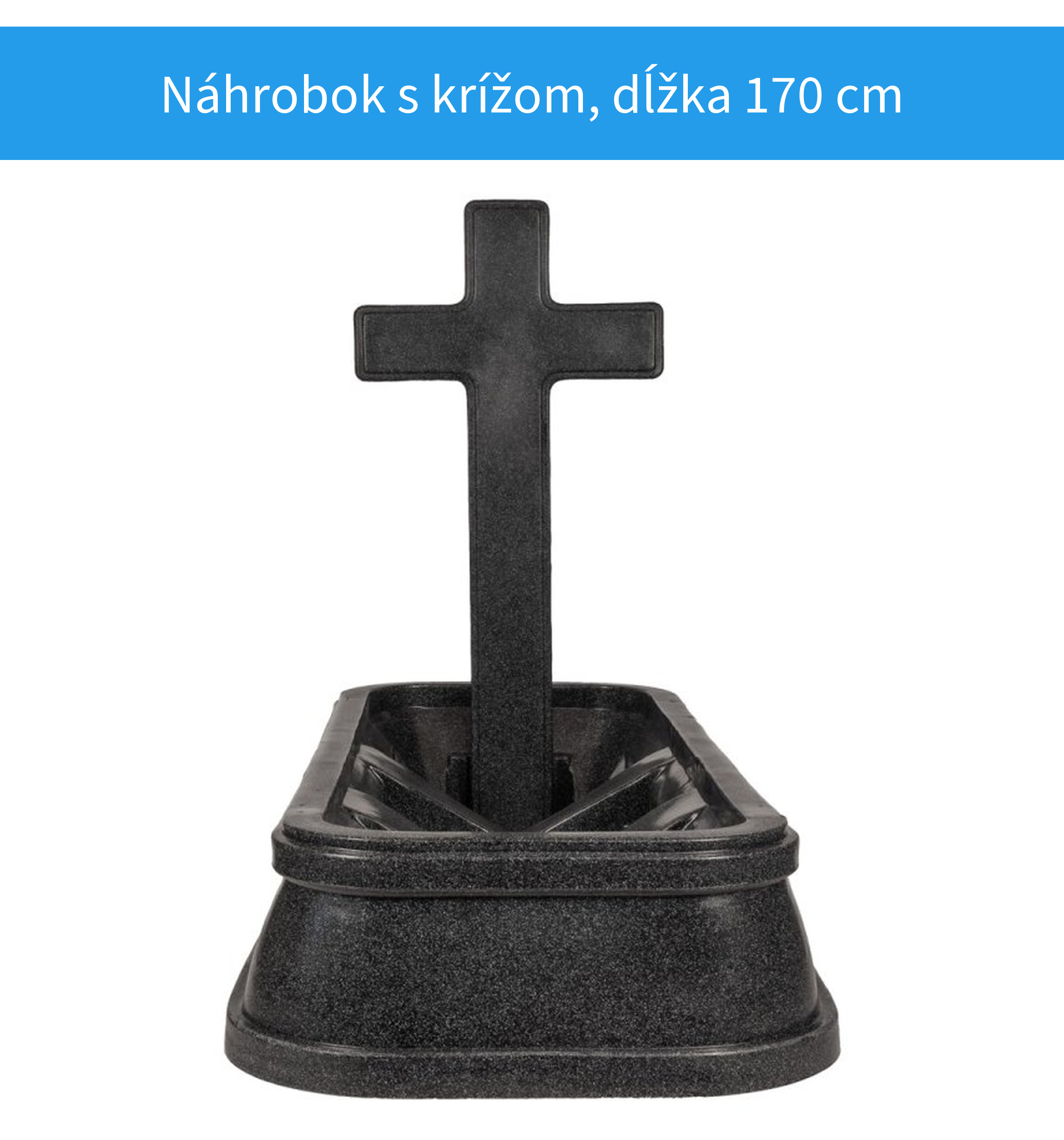 Plastový náhrobok s malým krížom čierny granit