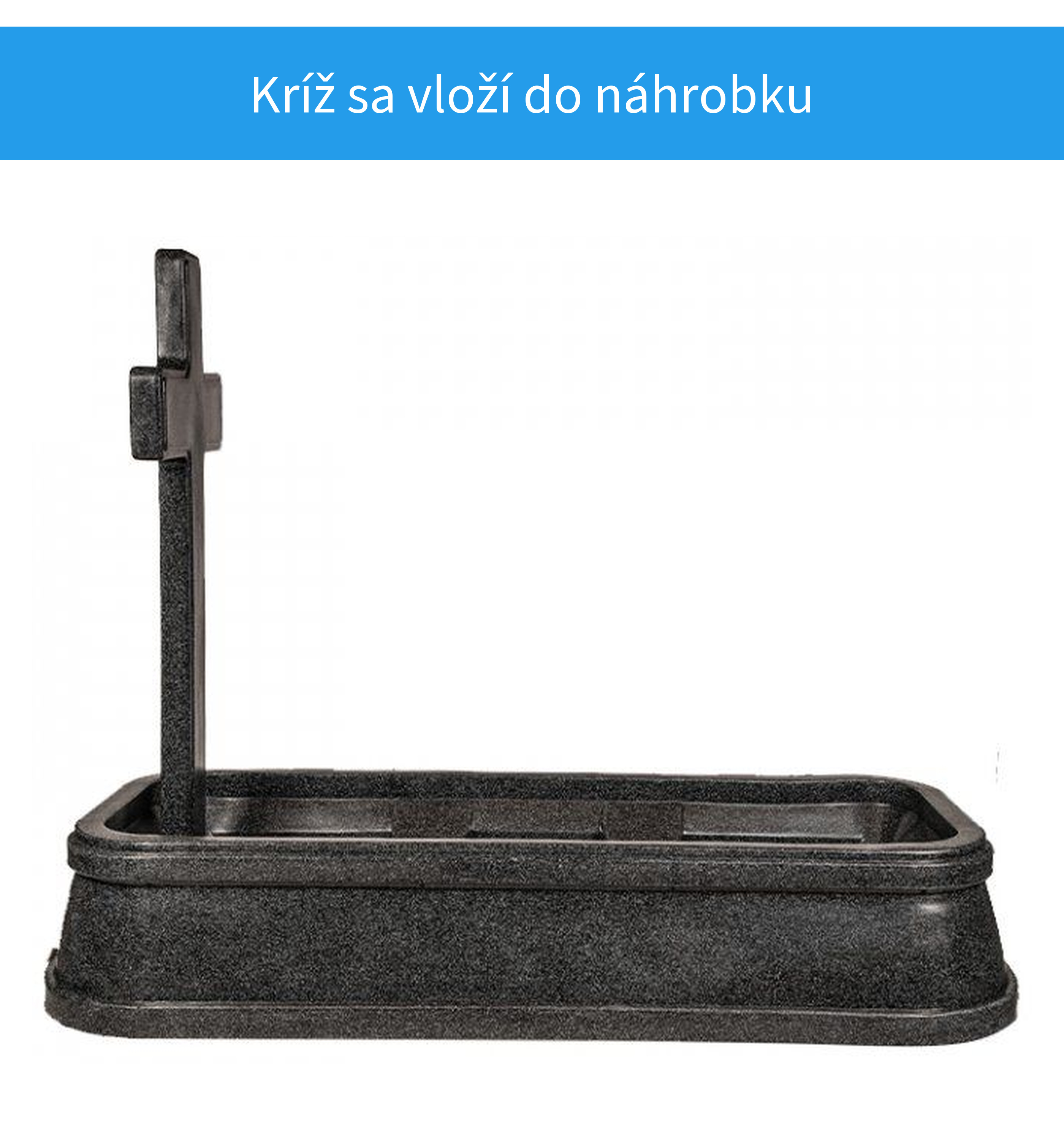 Kríž osadený v plastovom náhrobku