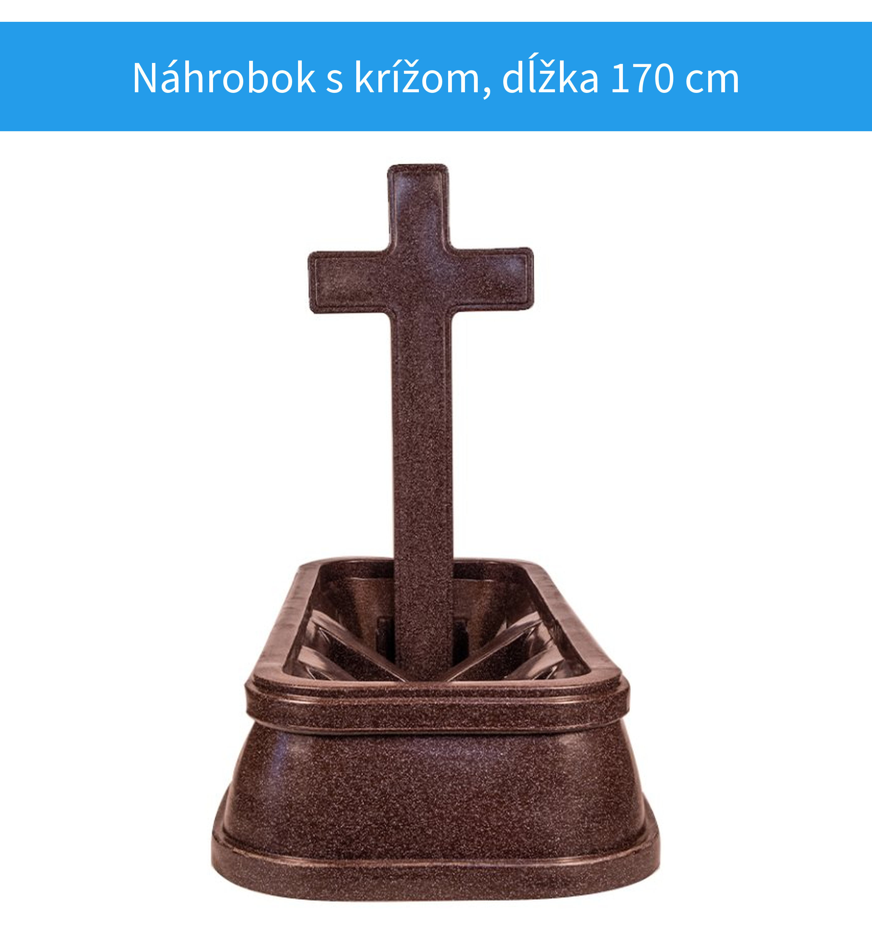 Plastový náhrobok s malým krížom hnedý pieskovec