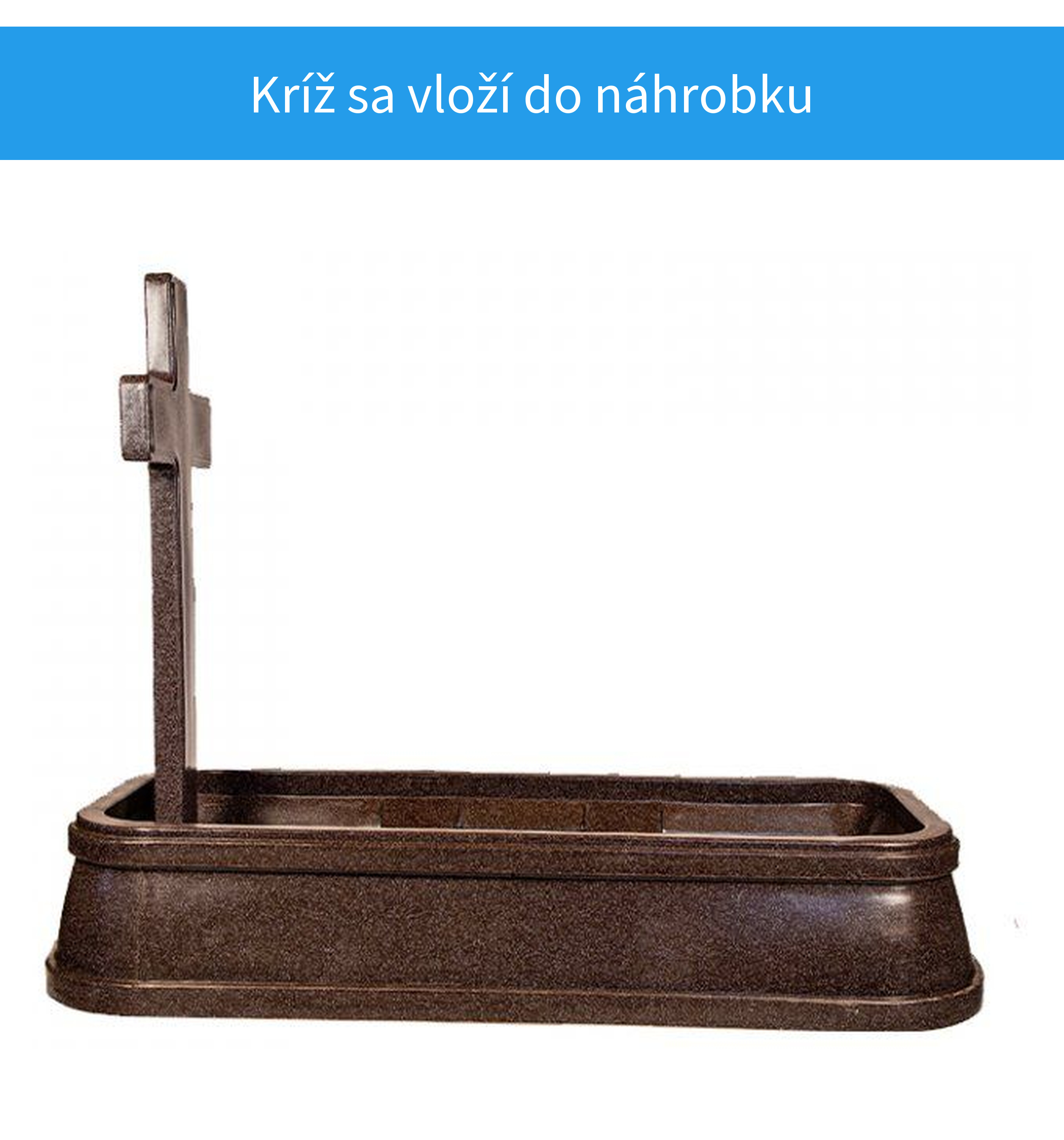 Kríž osadený v plastovom náhrobku