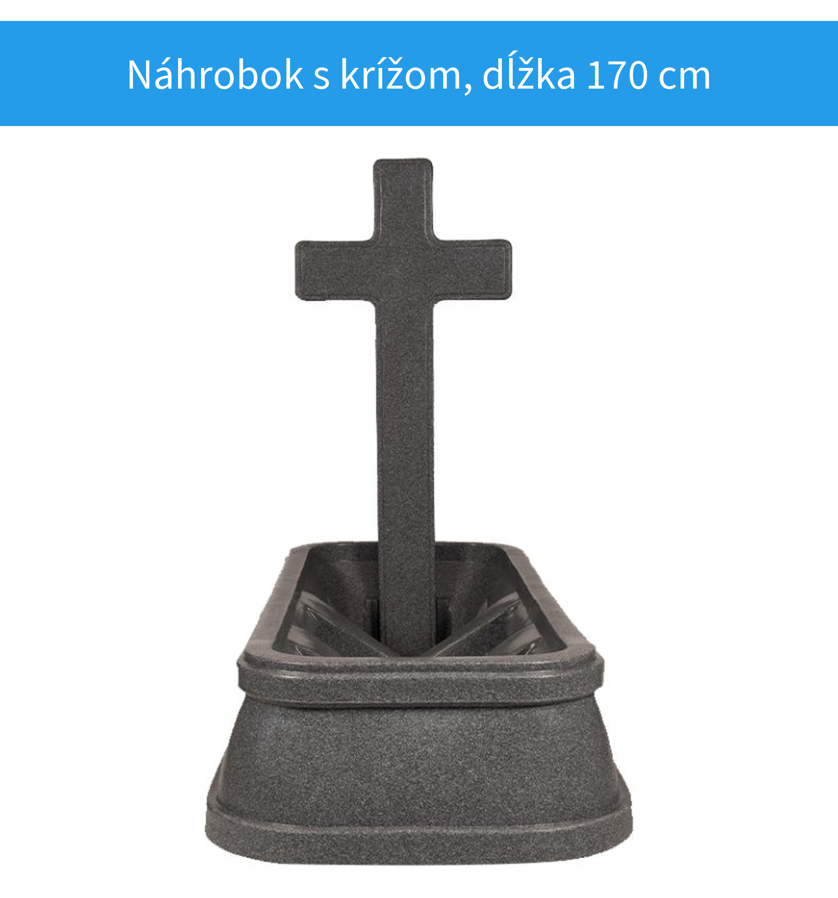 Plastový náhrobok s malým krížom sivý granit
