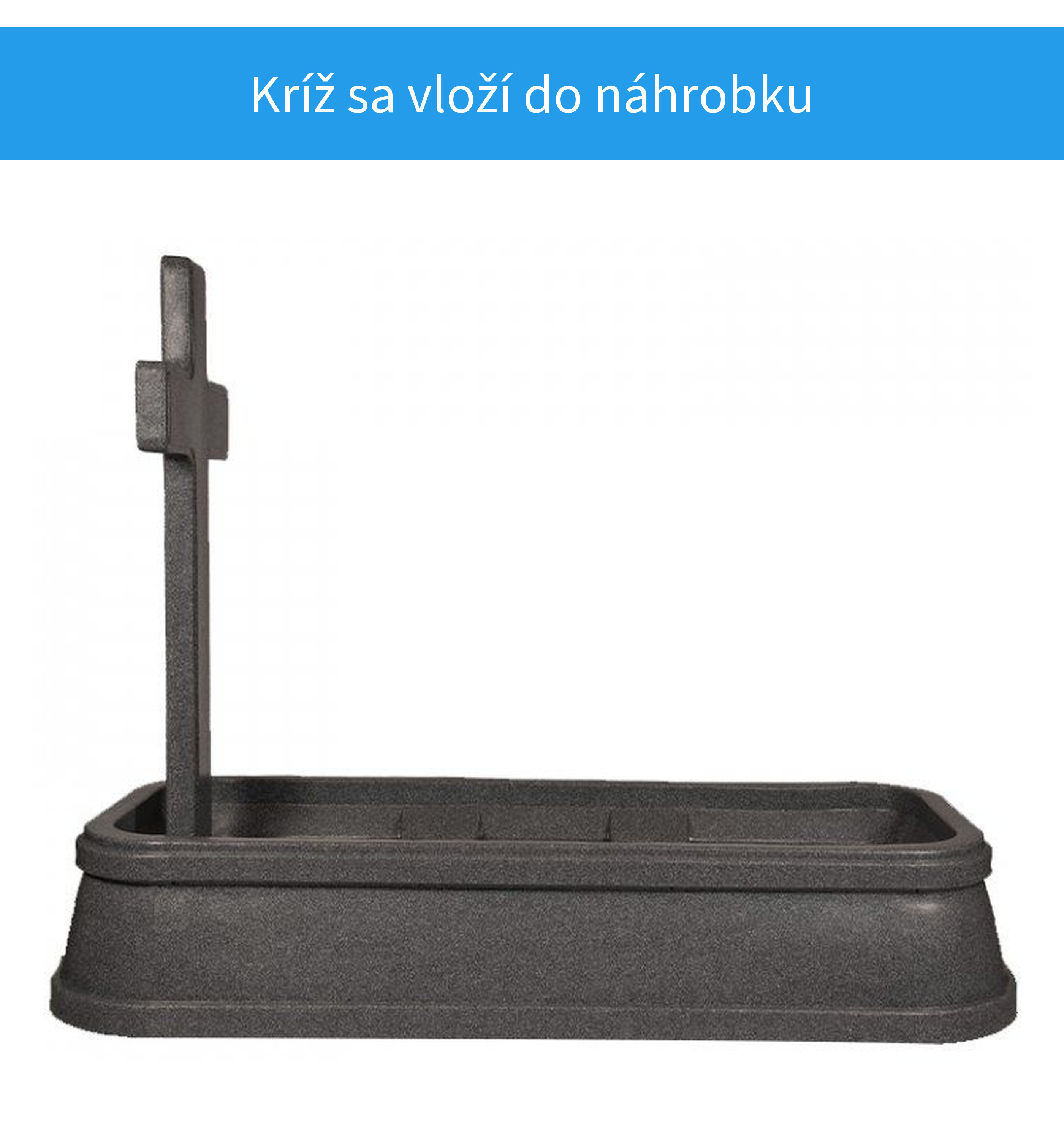 Kríž osadený v plastovom náhrobku