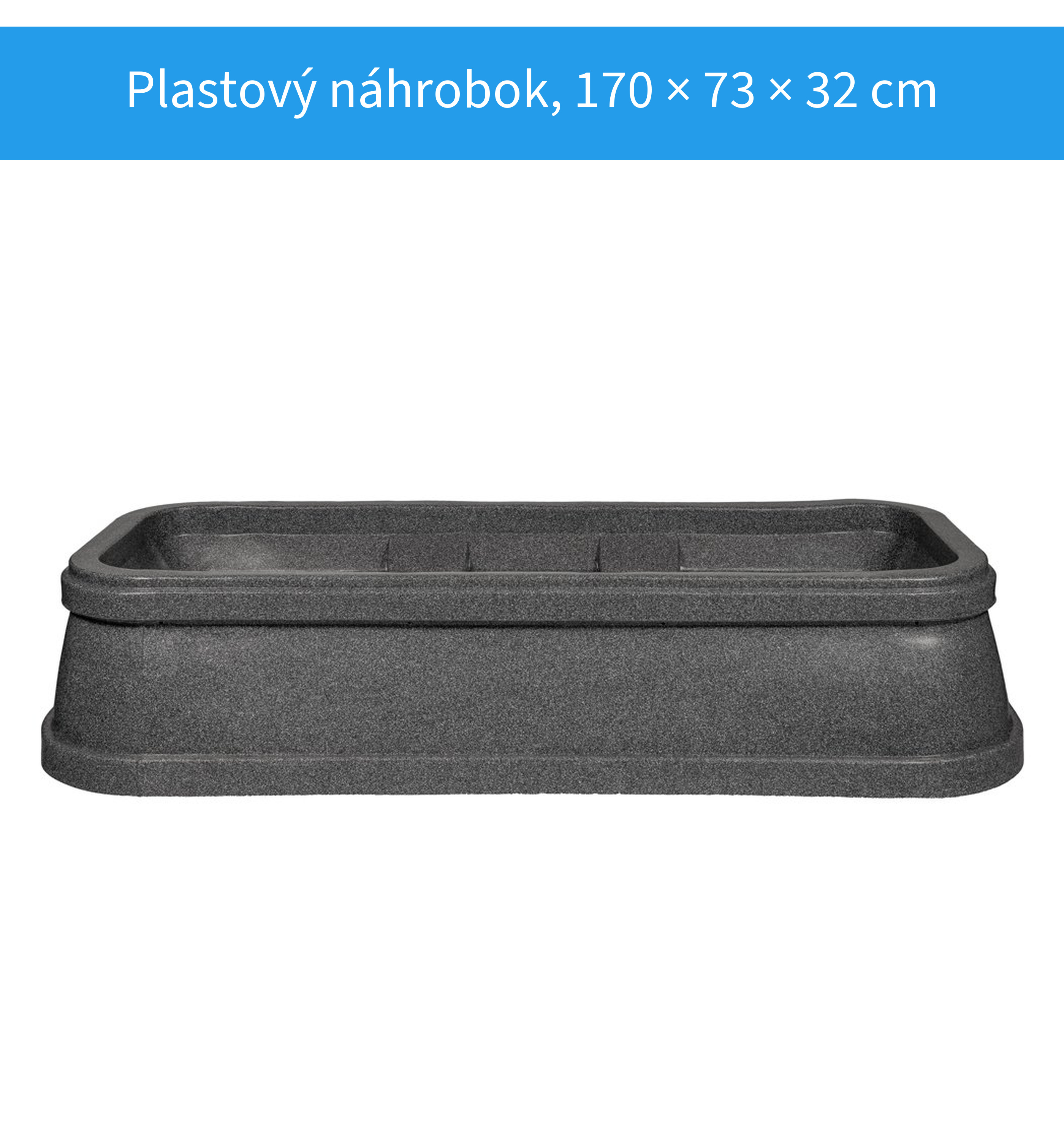 Plastový náhrobok sivý granit 170 × 73 × 32 cm
