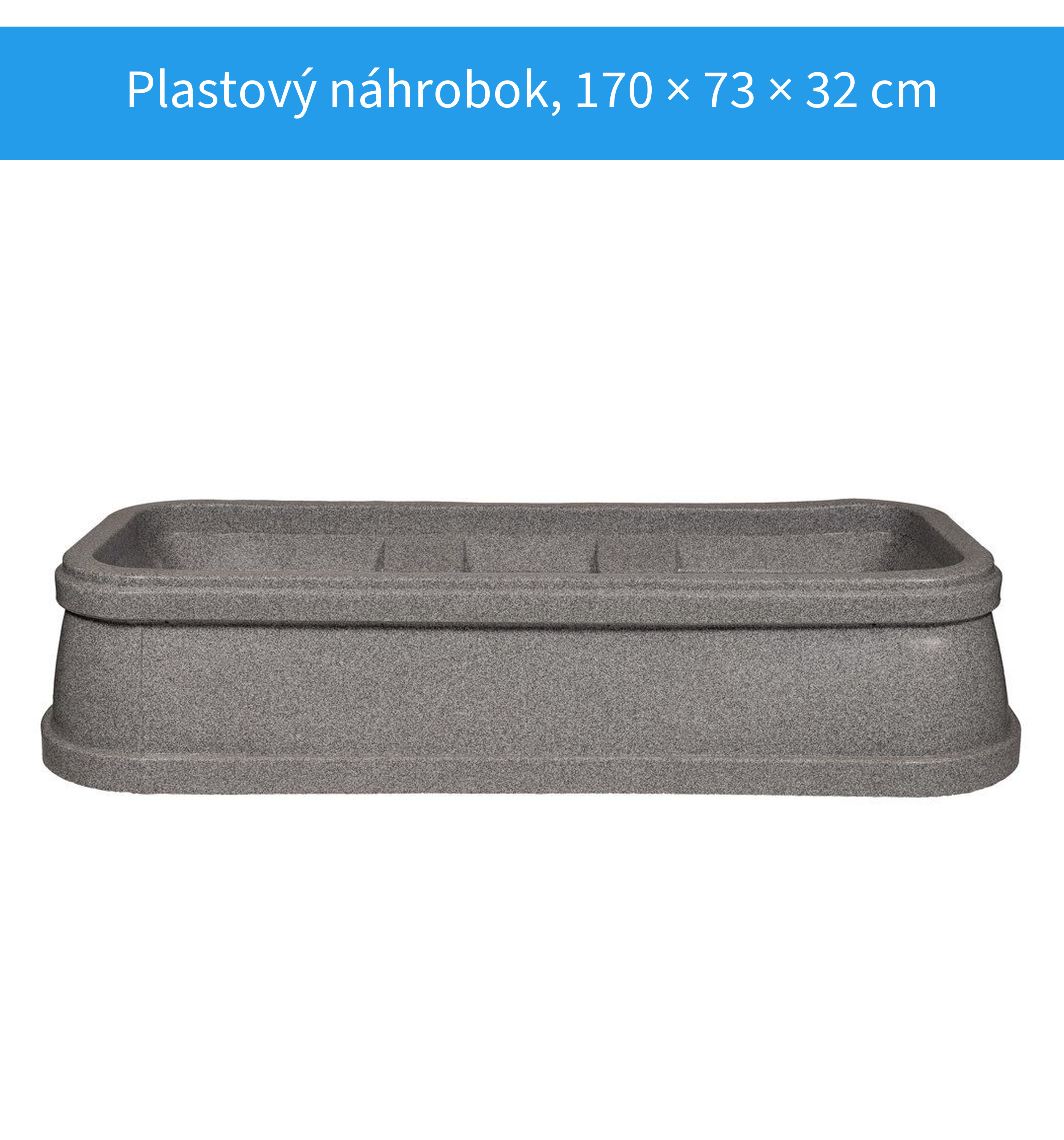 Plastový náhrobok svetlý granit 170 × 73 × 32 cm