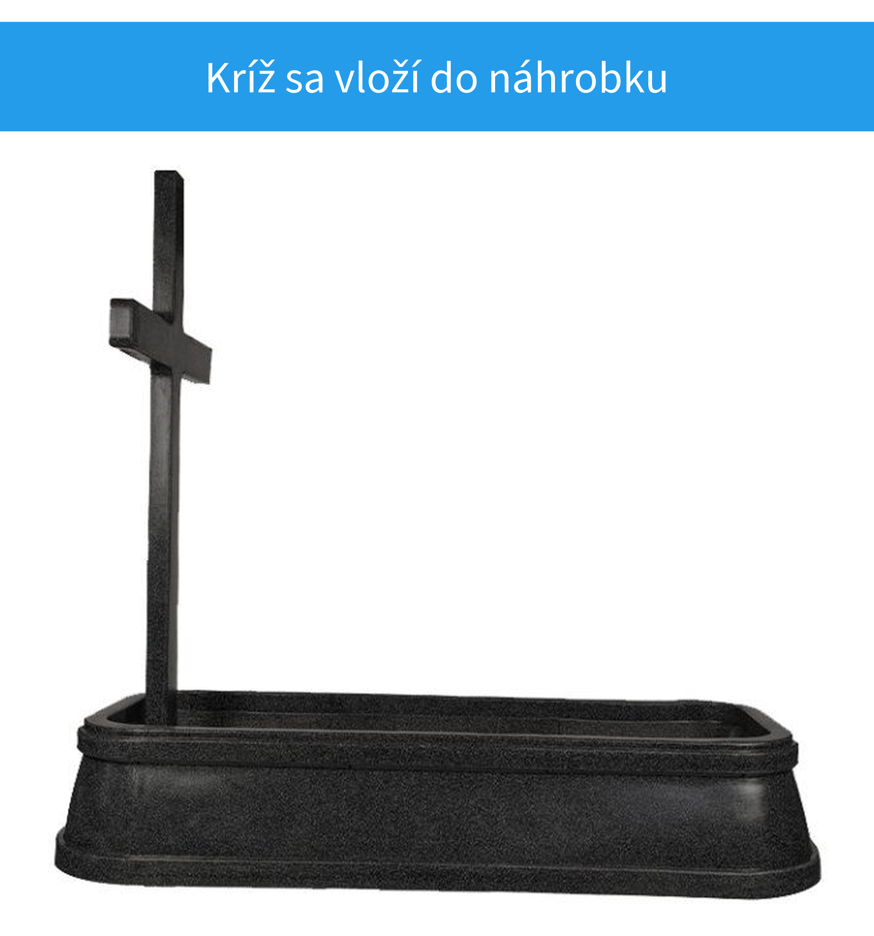 Kríž osadený v plastovom náhrobku