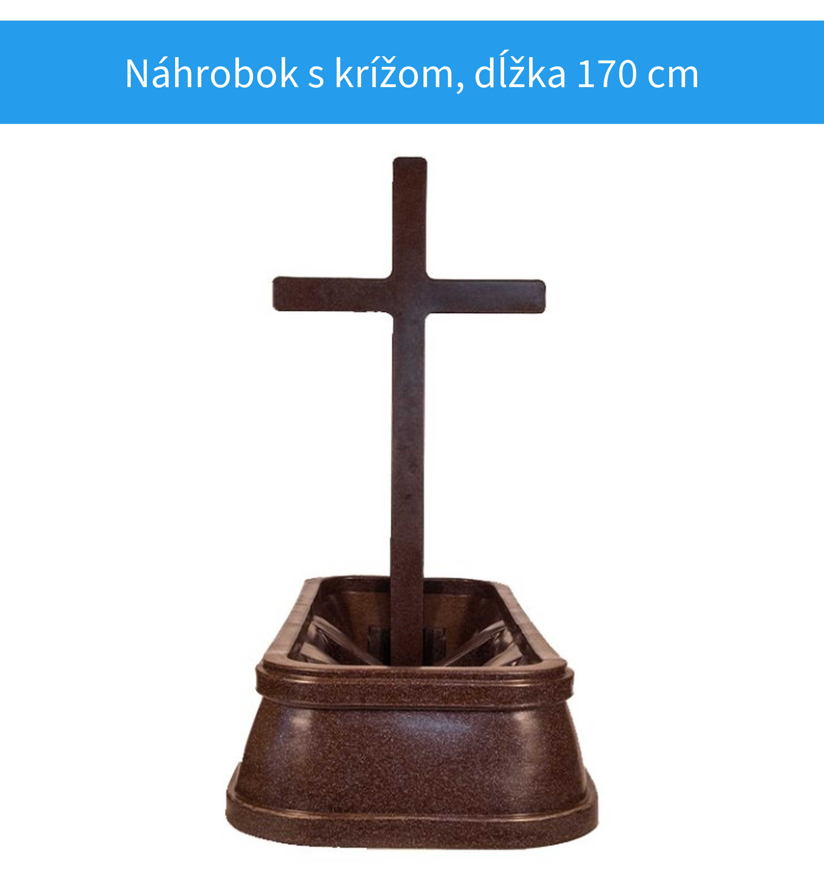 Plastový náhrobok s veľkým krížom hnedý pieskovec