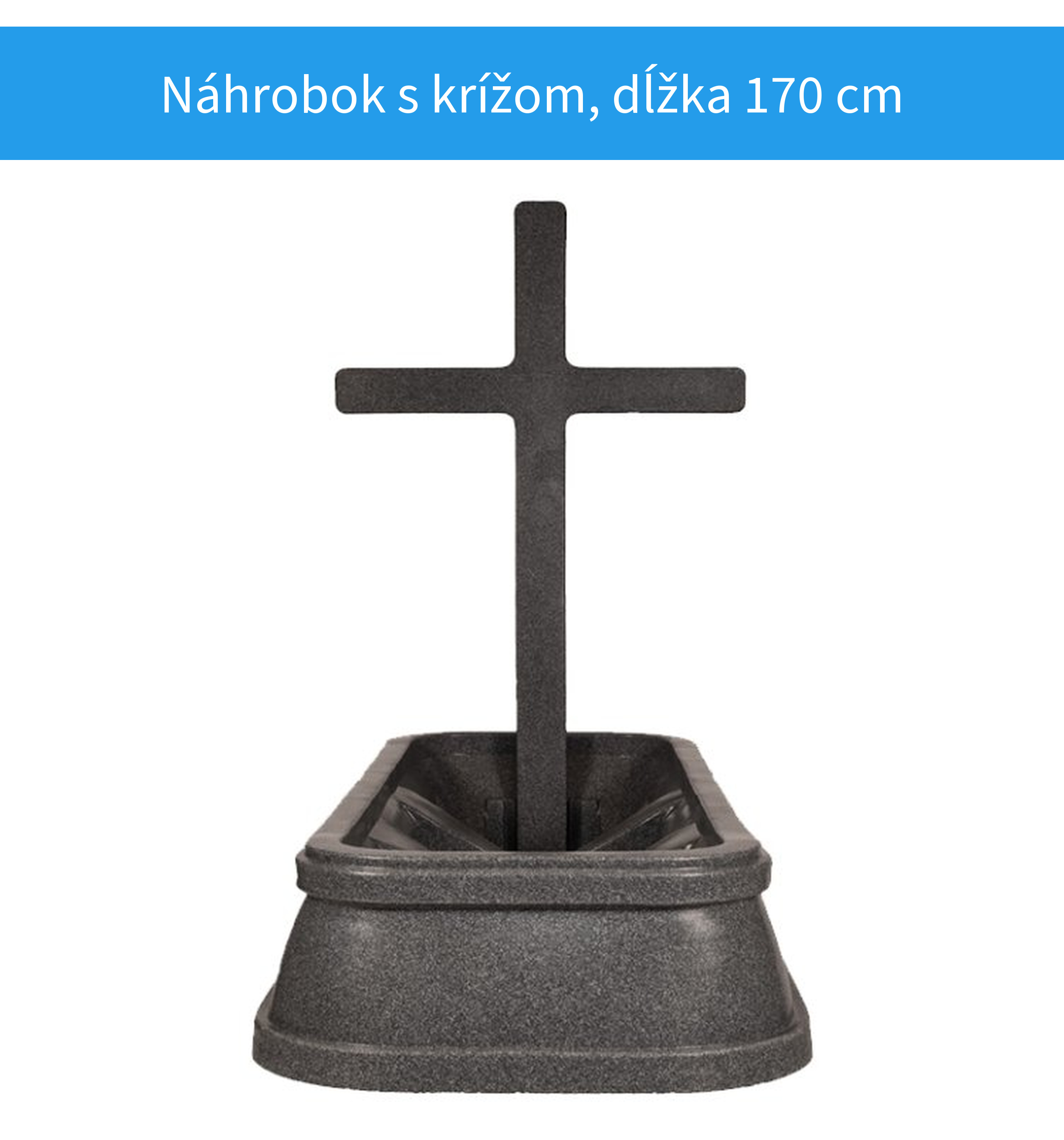 Plastový náhrobok s veľkým krížom sivý granit