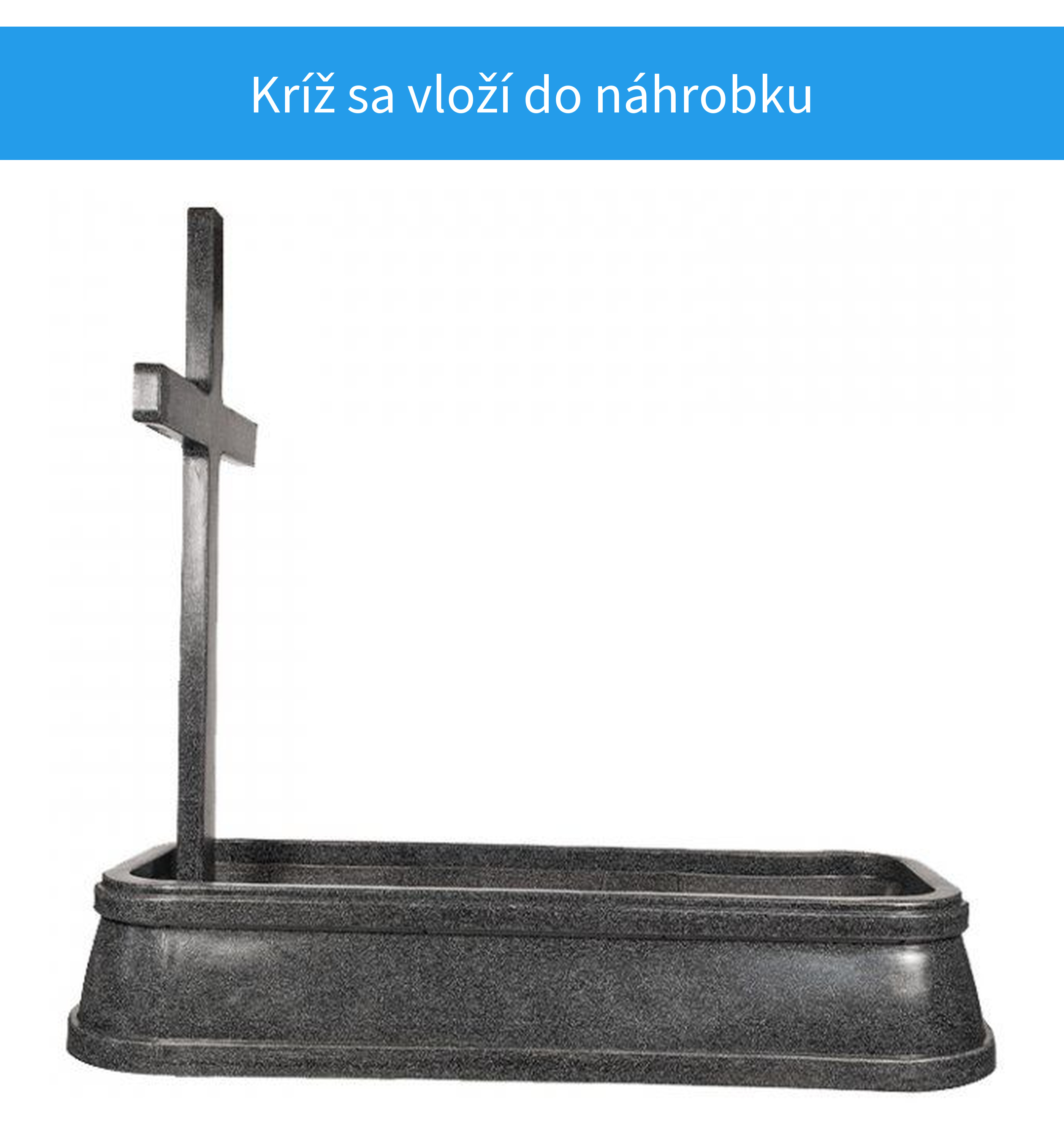 Kríž osadený v plastovom náhrobku