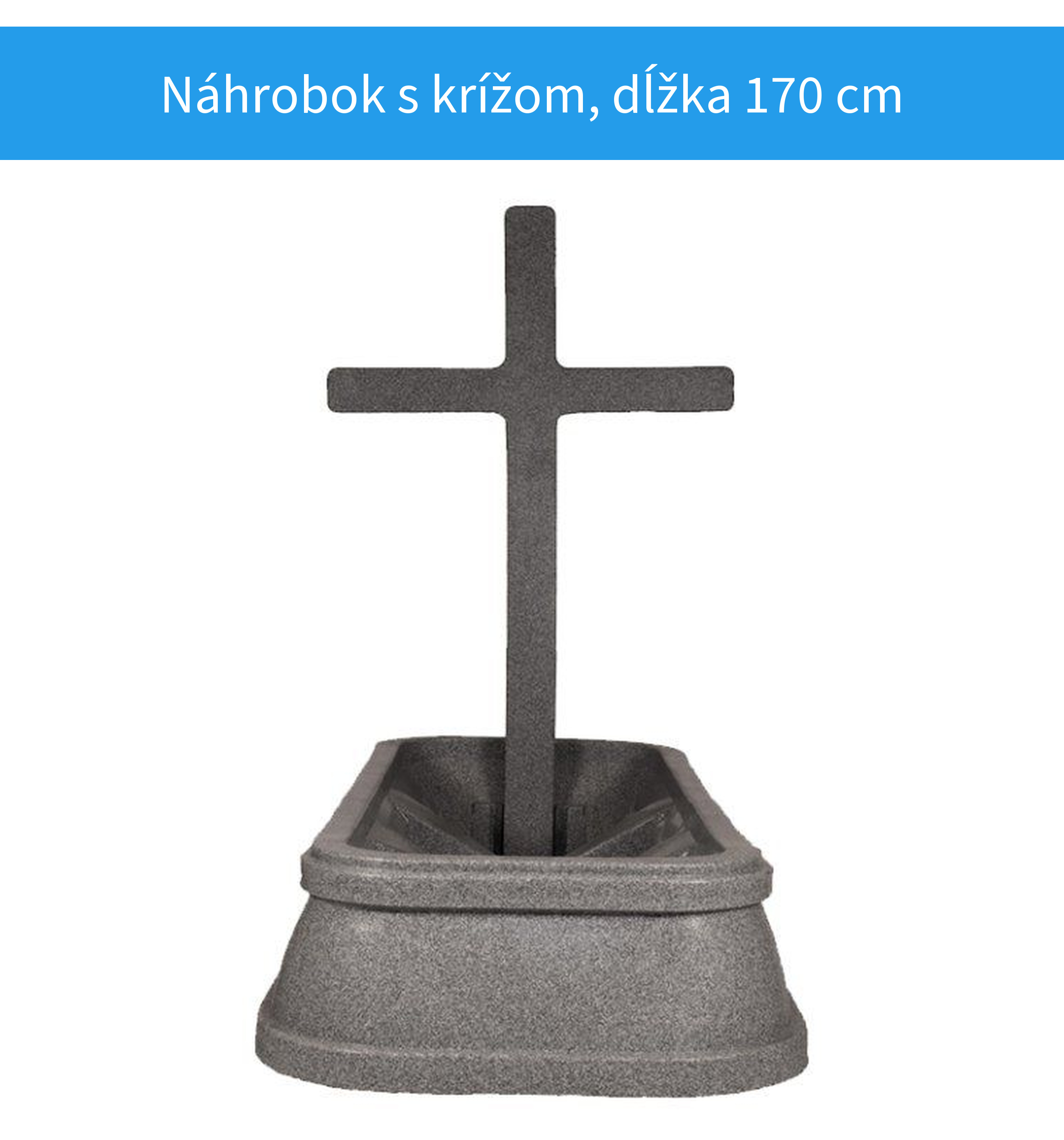 Plastový náhrobok s veľkým krížom svetlý granit
