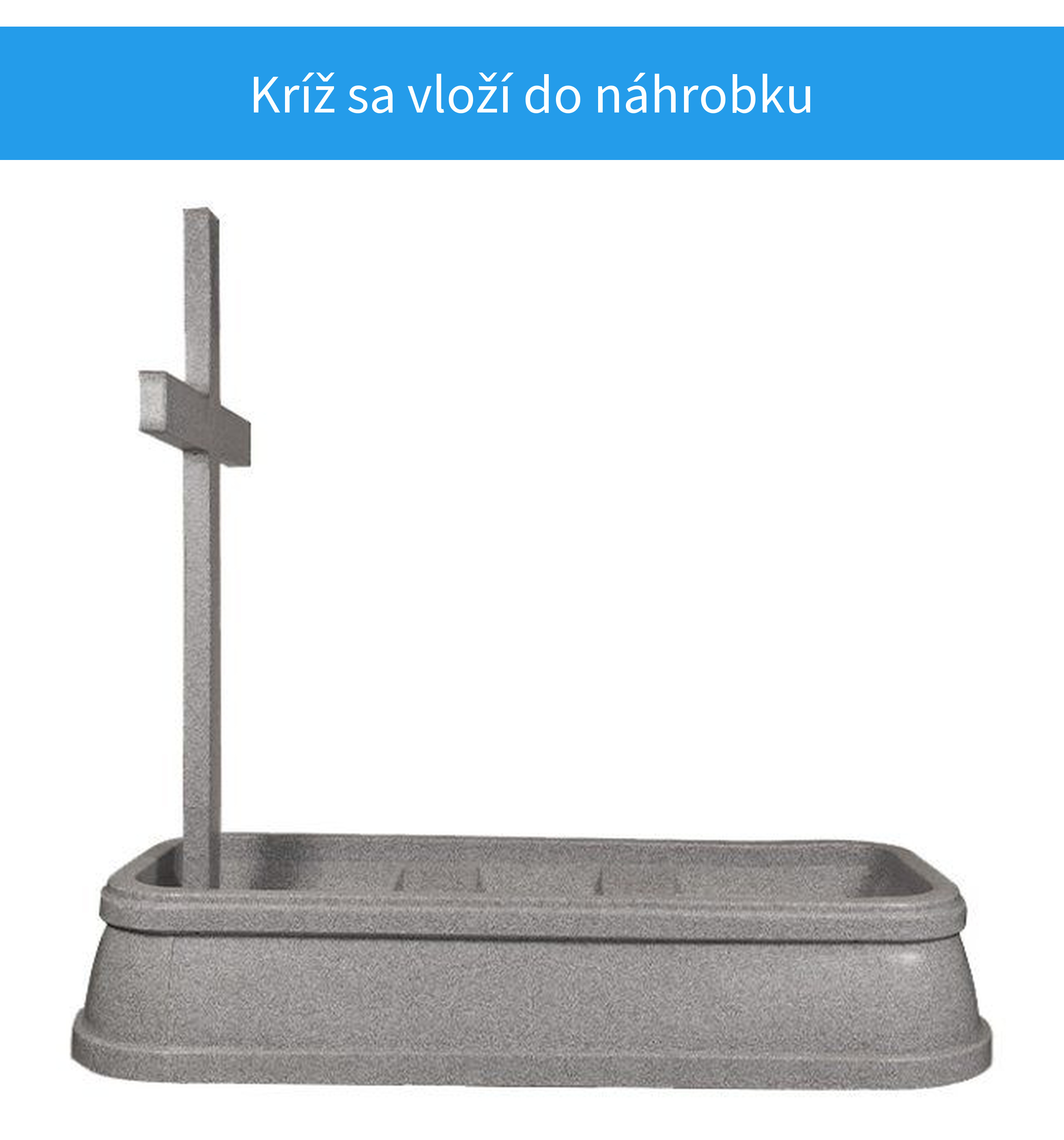 Kríž osadený v plastovom náhrobku