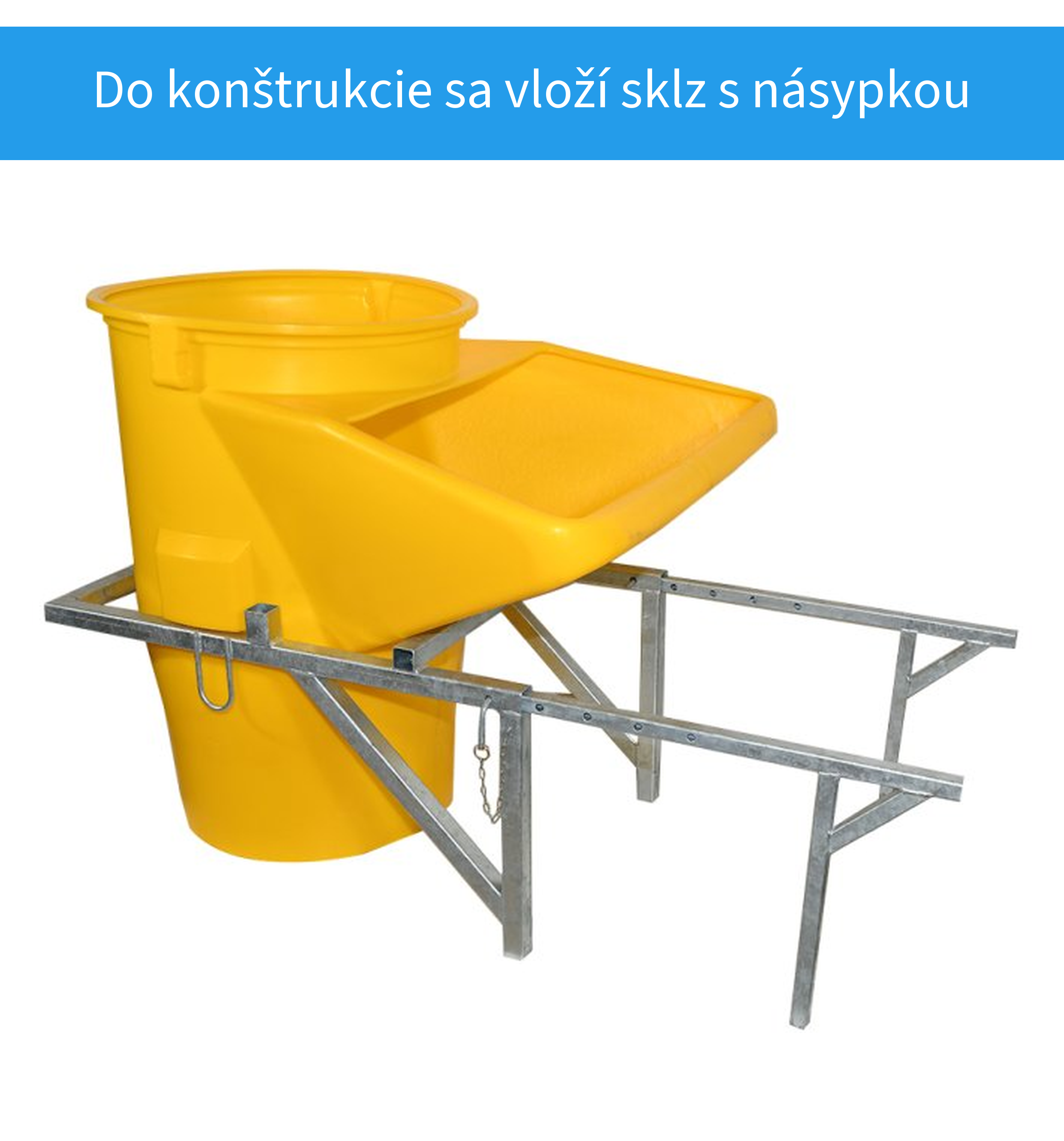 Sklz s násypkou vložený do nosnej konštrukcie