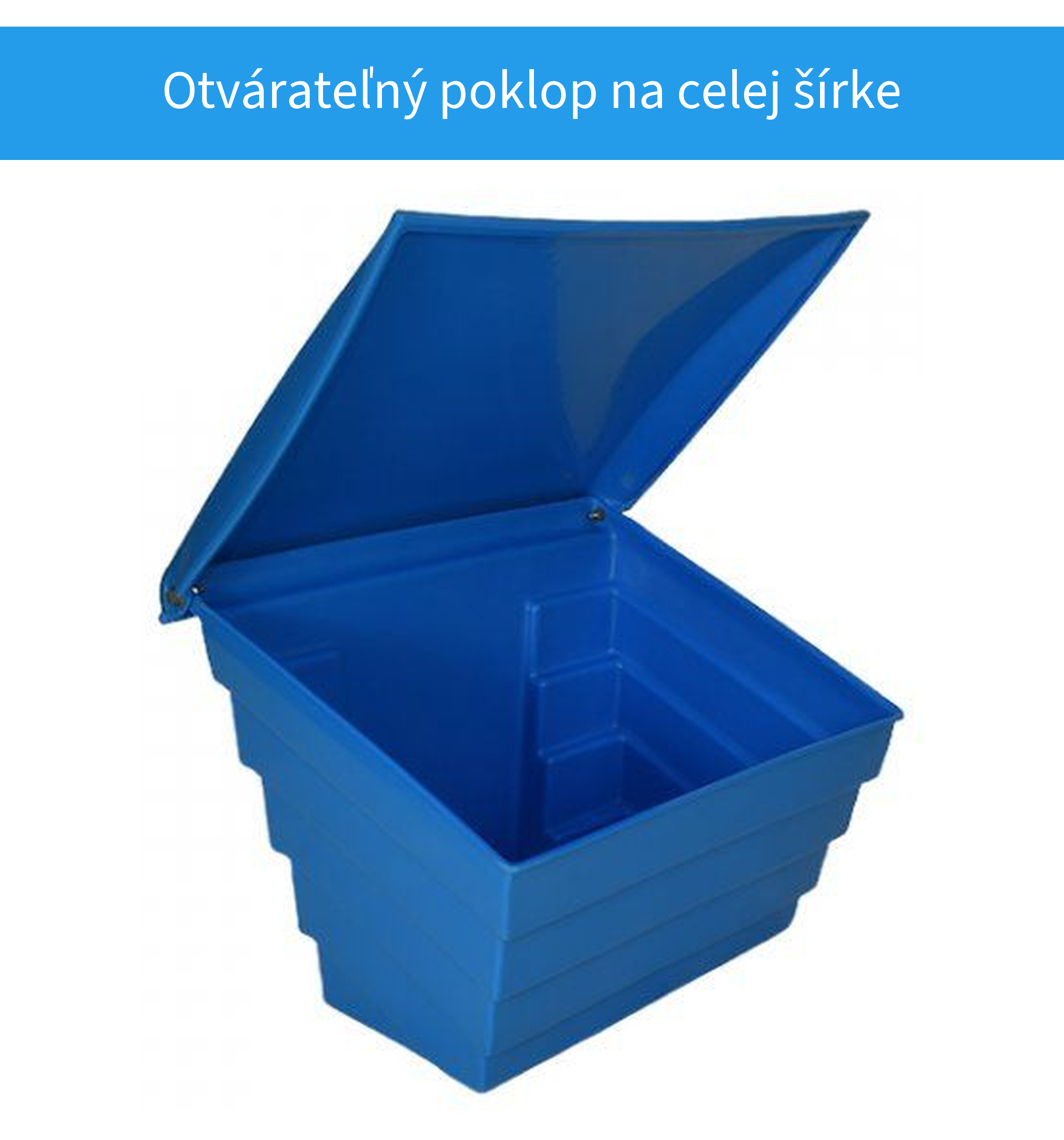Otvárateľný poklop nádoby na posypový materiál