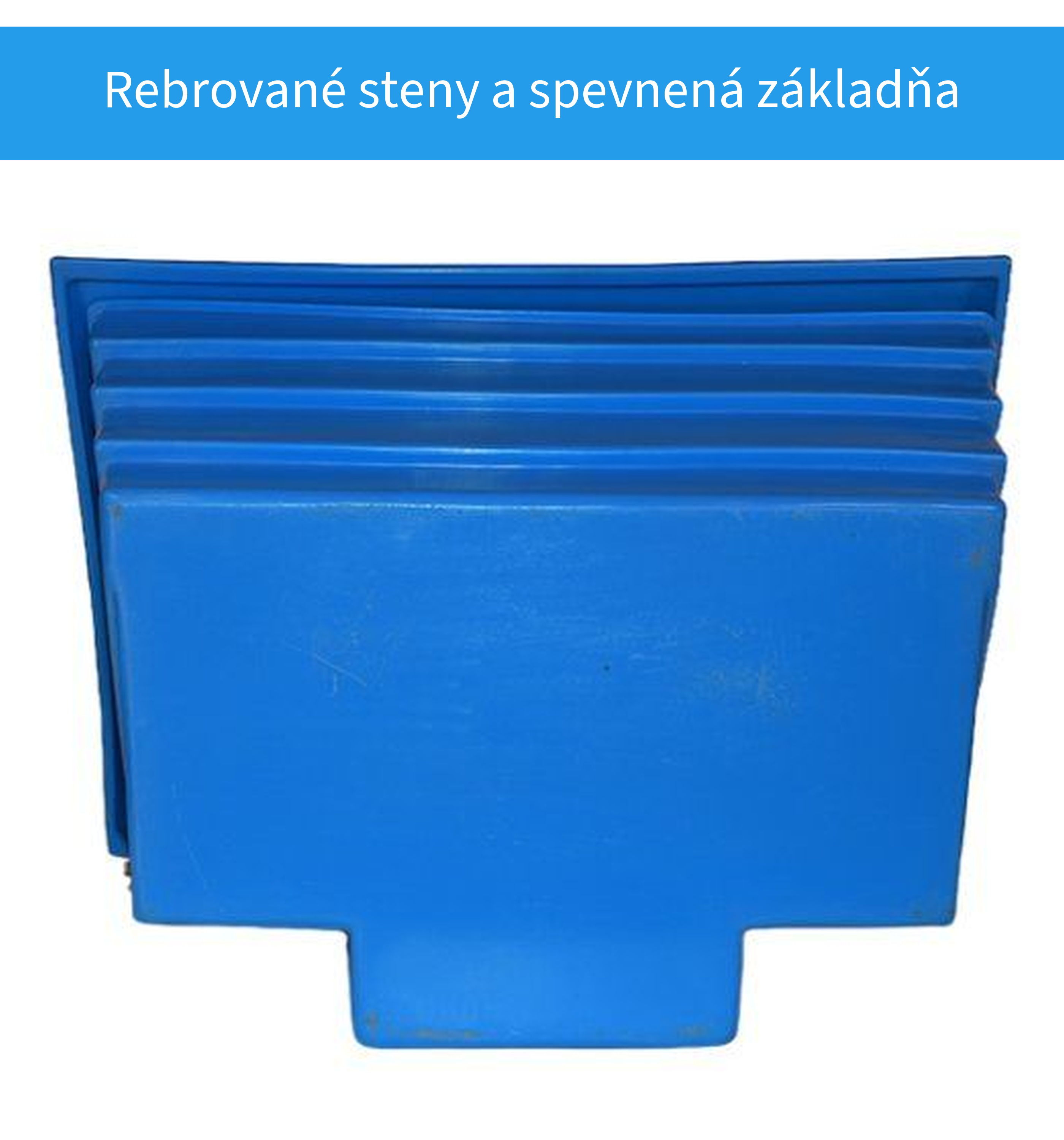 Rebrované steny nádoby na posypový materiál