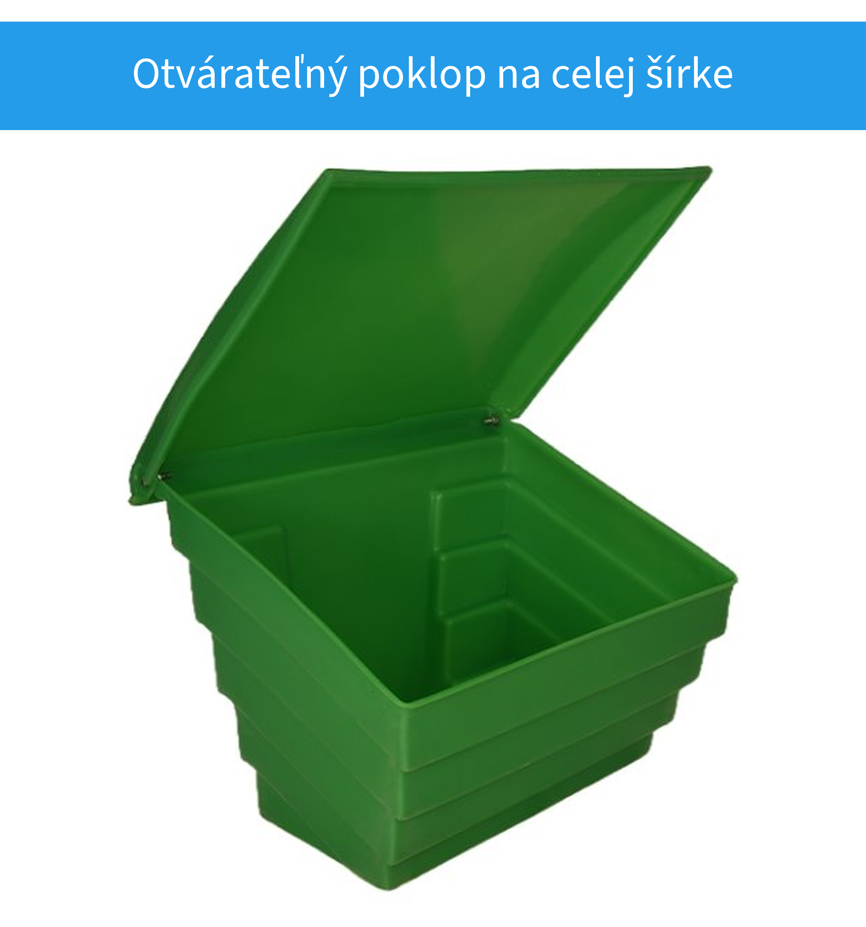 Otvárateľný poklop nádoby na posypový materiál